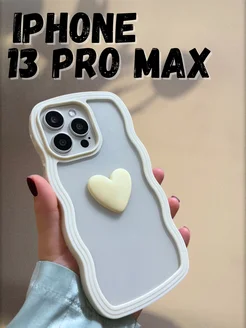 Чехол на iPhone 13 Pro Max прозрачный силиконовый с сердцем