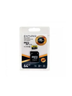 Карта памяти MICROSDXC 64GB CLASS10 + адаптер SD (95MB S)