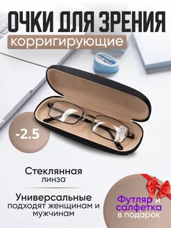 Очки для зрения стеклянные в футляре -2,5