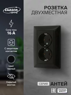 Розетка двухместная "Антей", 16 А, скрытая, с з к