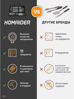 Набор для барбекю шашлыка гриля подарочный 11 предметов