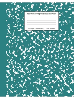 Marbled Composition Notebook. Teal Ma