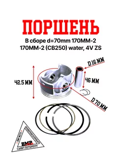 Поршень в сборе d=70mm 170MM-2 (CB250) water, 4V ZS