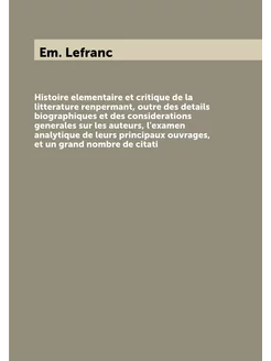 Histoire elementaire et critique de la litterature r