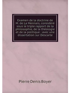 Examen de la doctrine de M. de La Men