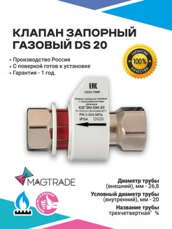 Электромагнитный клапан газовый DN20