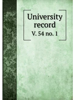 University record. V. 54 no. 1