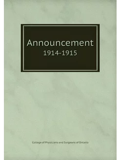 Announcement. 1914-1915