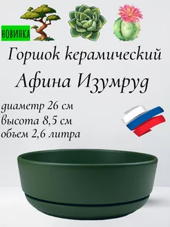 Горшок для бонсай, суккулентов и кактусов с поддоном D26см