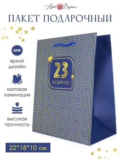 Подарочный пакет 23 февраля 18х22х10 см