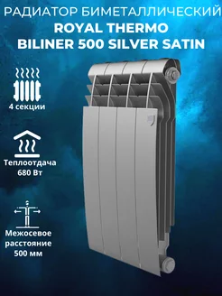 Биметаллический радиатор BiLiner 500 Silver Satin 4 секции