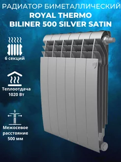 Биметаллический радиатор BiLiner 500 Silver Satin 6 секций