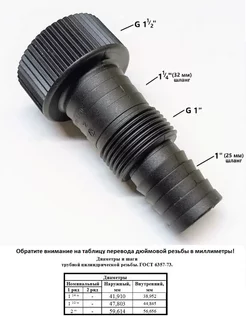 Патрубок прямой для дренажного насоса 1 1 2" (полтора дюйма)