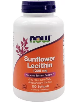 Нау, Sunflower Lecithin подсолнечный лецитин 1200мг 100капс