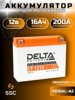 Аккумулятор для мотоцикла Delta CT 1216 12В 16Ач