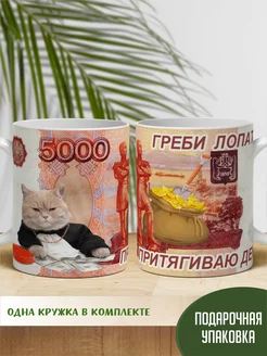 Кружка мем 5000 руб. с котом