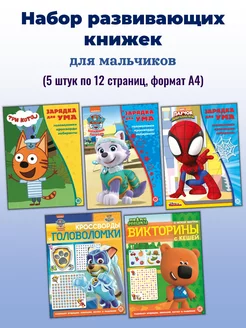 Набор Кроссворды и головоломки для мальчиков (5 книжек А4)