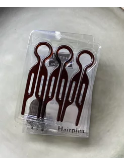 Коричневая шпилька для волос hairpin заколка фиона