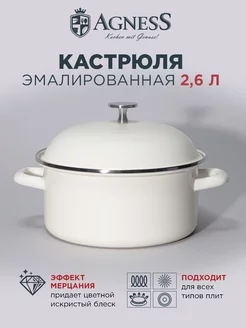 Кастрюля эмалированная для индукционной плиты 2,6 л