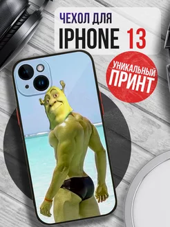 Чехол на IPHONE 13 с принтом шрек прикол мем