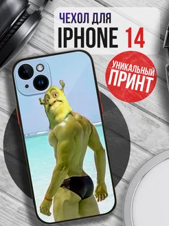 Чехол на IPHONE 14 с принтом шрек прикол мем