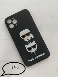 Чехол на 11 Pro с принтом и защитой камеры Karl Lagerfeld