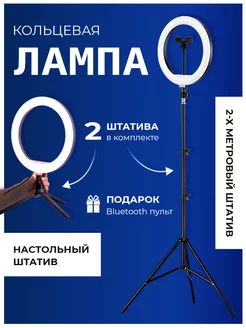 Кольцевая лампа для видеосъемки со штативом светодиодная