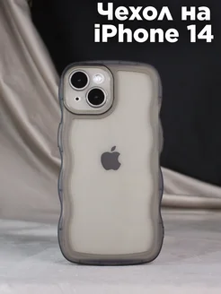 Чехол на iPhone 14 Волнистый, черный