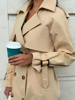 Плащ тренч оверсайз длинный с поясом на весну