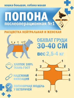 Попона послеоперационная №1 кошки и собаки мелких пород