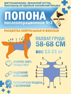 Попона послеоперационная №3 собаки средних пород