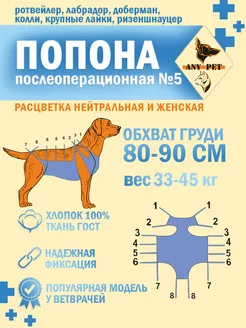 Попона послеоперационная №5 собаки крупных пород