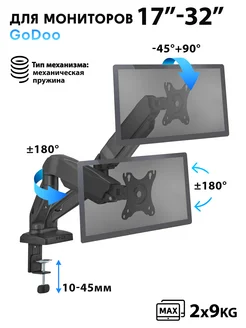 Кронштейн для двух мониторов настольный 17"-32" GD13-C024E