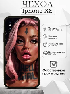 Чехол на iPhone X XS черный с принтом Девушка