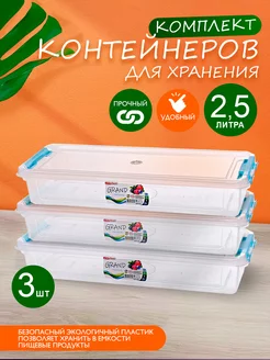 Контейнер для хранения пластиковый с крышкой 2,5 л 3 шт