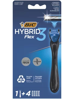 Бритва бик Hybrid 3 Flex + 4 сменные кассеты