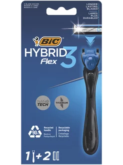 Бритва бик Hybrid 3 Flex с 2-мя сменными кассетами