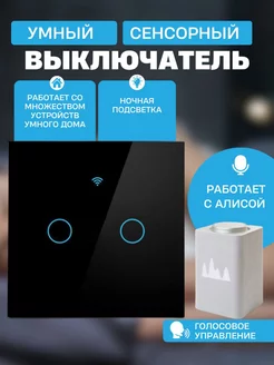 Умный сенсорный WiFi выключатель, двухклавишный