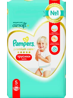 Подгузники-трусики Памперс Premium №5 12-17кг 52шт