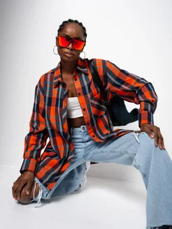 Рубашка в клетку осенняя оверсайз