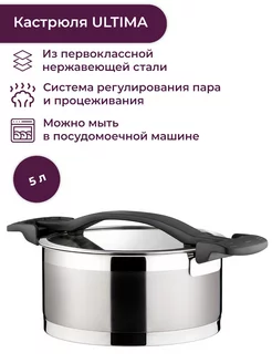 Кастрюля ULTIMA с крышкой 24 см, 5,0 л