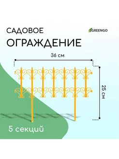 Ограждение декоративное 25 x 180 см 5 секций пластик