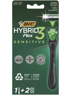 Бритва бик Hybrid 3 Flex Sensitive 2 кассеты