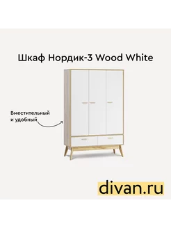 Распашной шкаф Нордик-3 Wood White