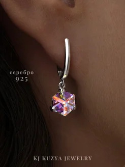 Серьги серебро 925 с камнями Swarovski