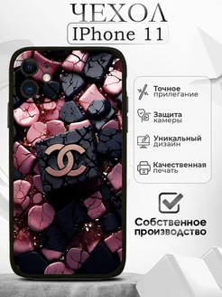 Чехол на iPhone 11 черный с принтом