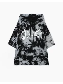 Чёрное худи oversize с короткими рукавами