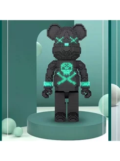 Конструктор BearBrick из блоков светящийся Мишка черный