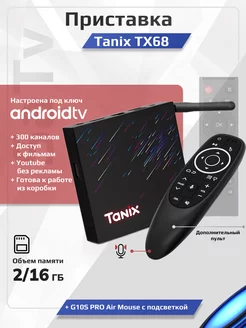 Смарт tv приставка для телевизора tanix TX68 Slimbox + G10