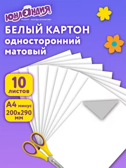 Белый картон для школы набор А4 матовый, 10 листов